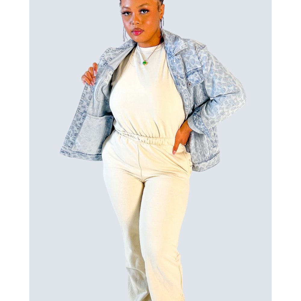 Split Hem Sweat Jumpsuit
